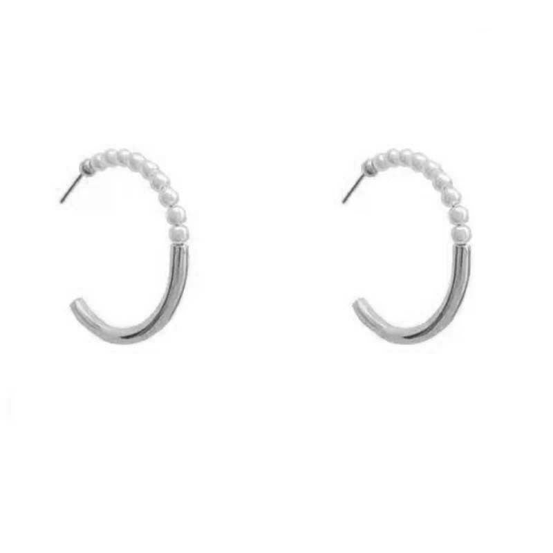 Wholesale Pearl C Shape Copper Earrings