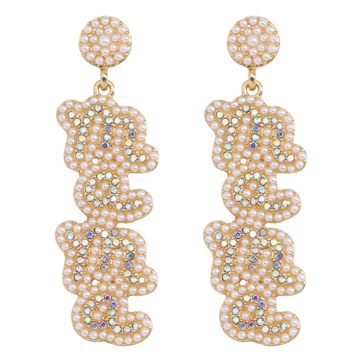 Wholesale MAMA Rice Pearl Diamond Earrings