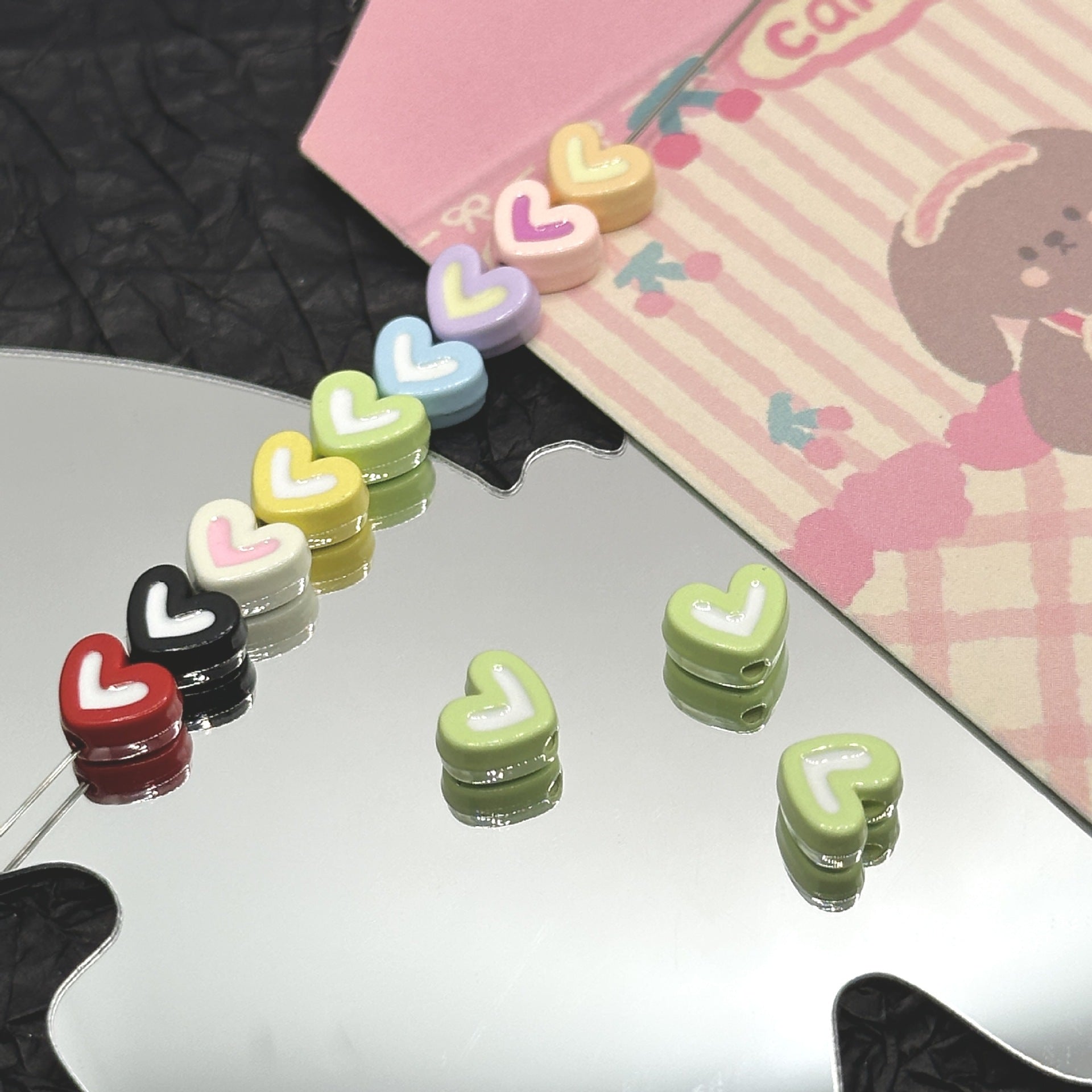 Wholesale 10pcs Dopamine Oil Drop Heart Alloy Beads Versatile Heart Spacer Beads DIY