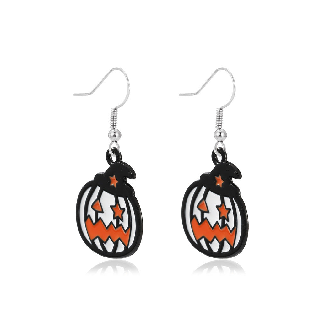 Wholesale Halloween Pumpkin Head Ghost Creative Alloy Earrings