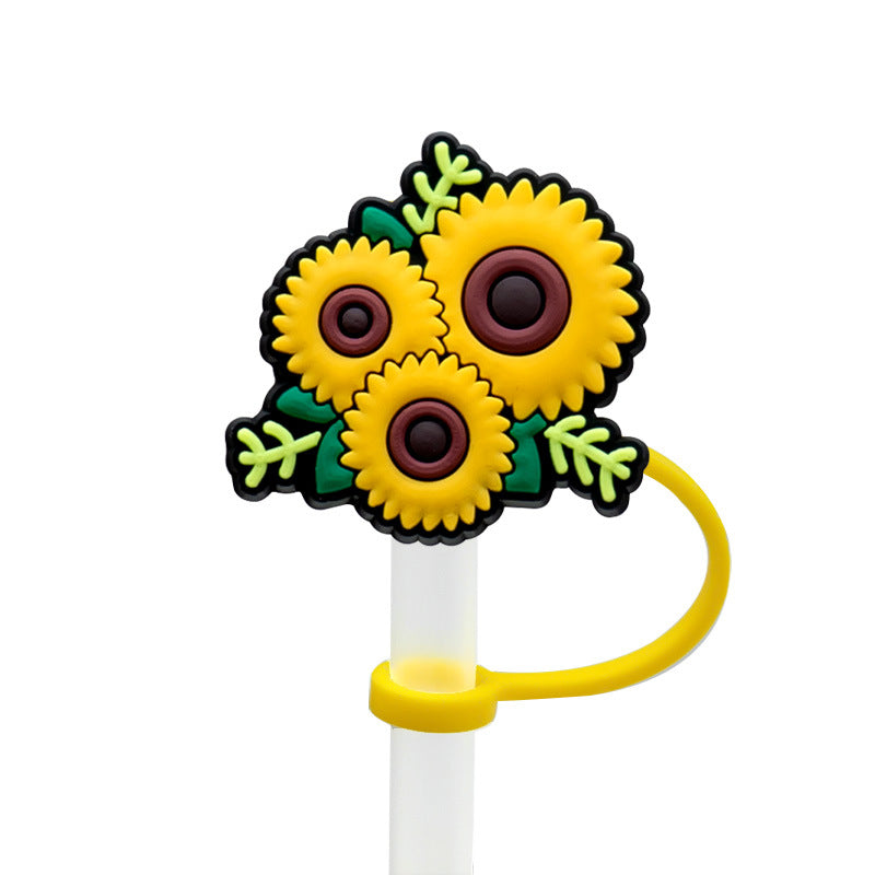 Wholesale 8-10mm 10PCS/PACK Plant and Fruit Silicone Dustproof Straw Caps