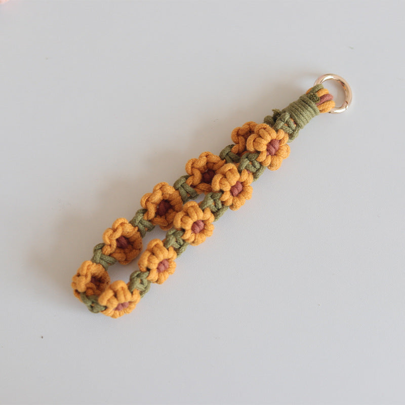 Wholesale Handwoven Daisy Flower Cotton Rope Keychain