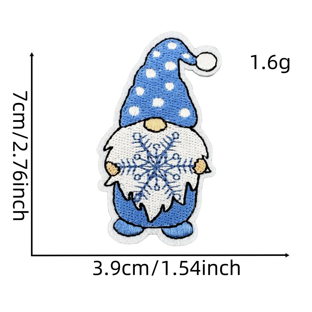 Wholesale Chic Blue Doodle Christmas Embroidery Patches Clothing Applique Stickers DIY Fashion Accessory Gift