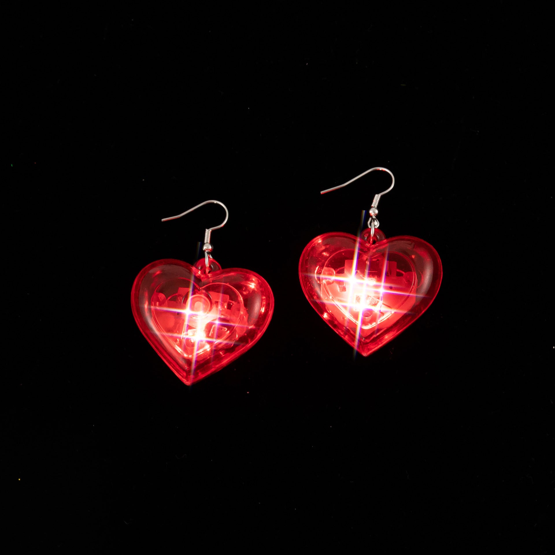 Wholesale Valentine's Day Series LED Lights, Heart-shaped Luminous Plastic Earrings