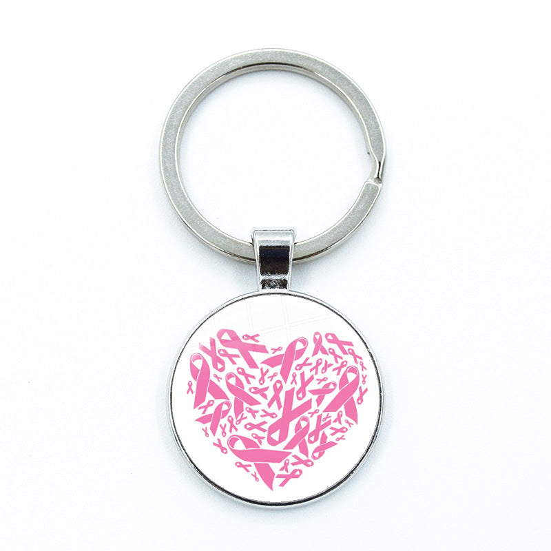 Wholesale Care Breast Cancer Vermicelli with Zinc Alloy Key Chain