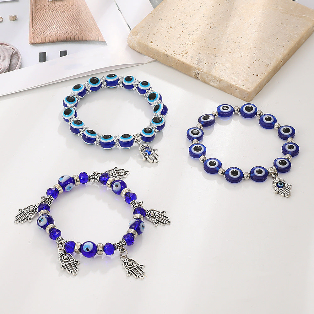 Wholesale Blue Devil Eye Resin Beads Bracelet