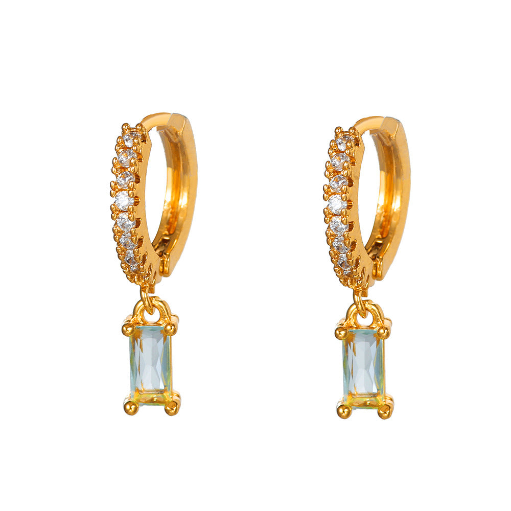 Pendientes de cobre de diamantes de circonía cúbica al por mayor