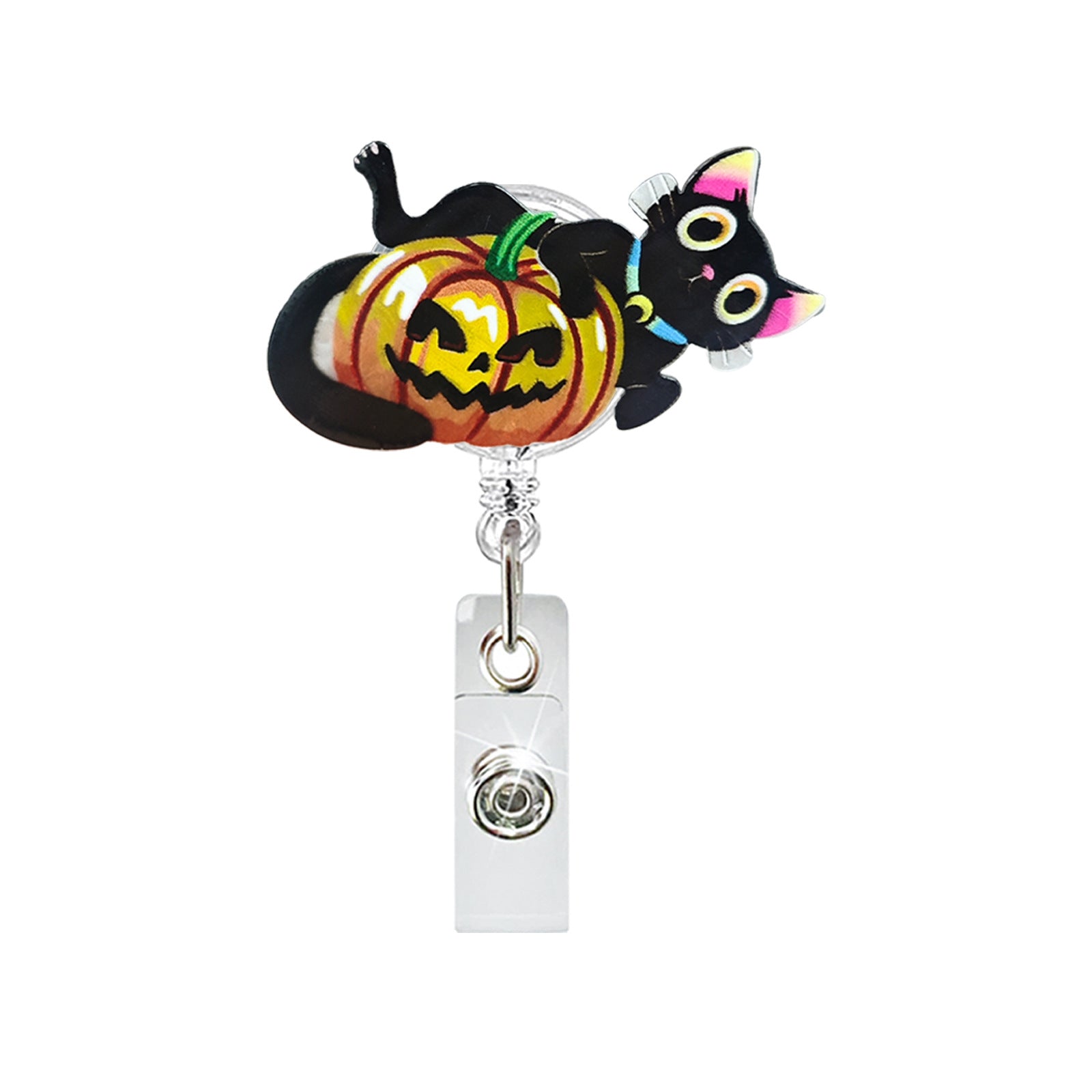 Wholesale halloween acrylic retractable rotating easy pull Badge Reels