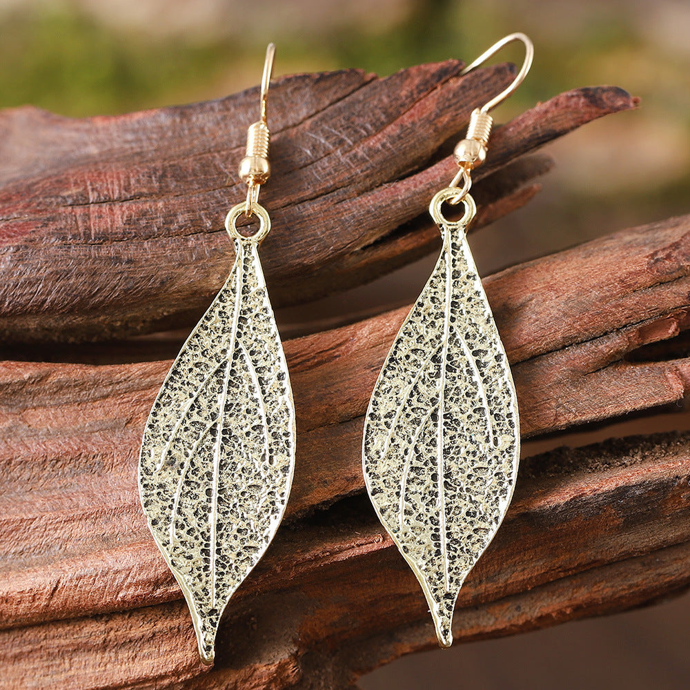 Wholesale Antique blue leaf alloy earrings,  leaf-shaped earrings
