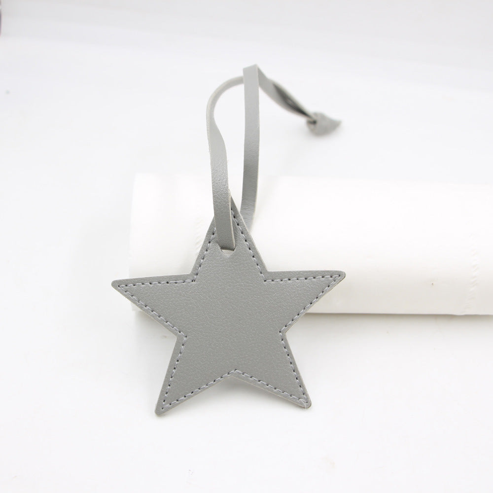 Wholesale Black PU Leather Star Bag Charm Five Point Star Pendant Lanyard Everyday Decorative Accessory For Handbags Boutique Resale