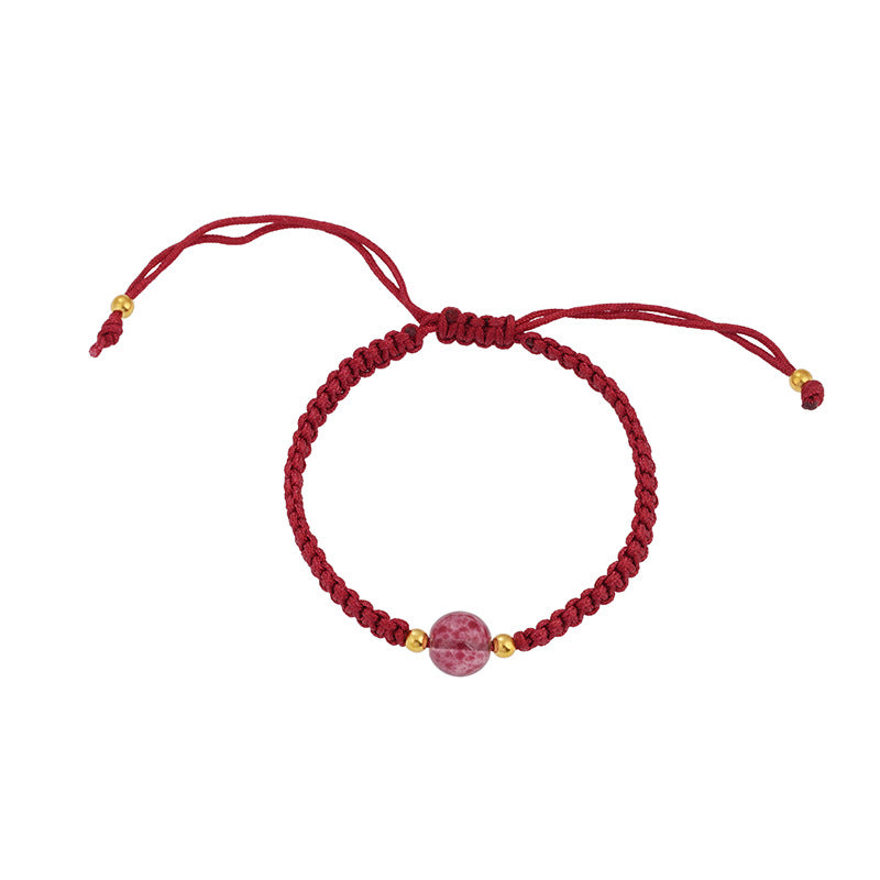 Wholesale Red Strawberry Crystal Braided Bracelet