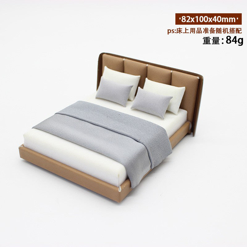 Wholesale Indoor small furniture   mini bed  cream style double bed Doll Accessories