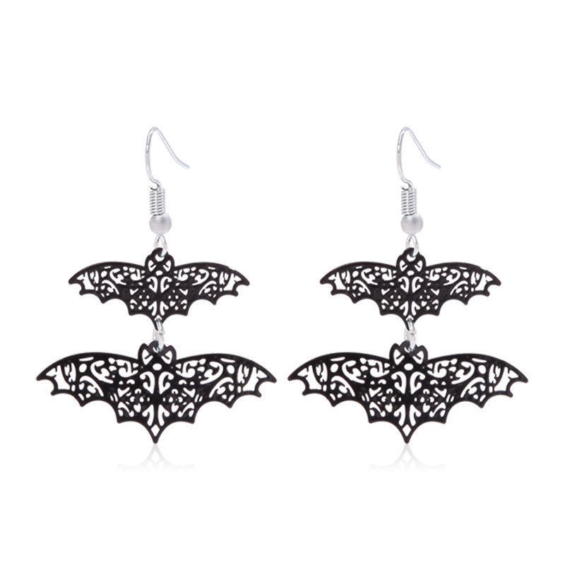 Wholesale Halloween Fashion Gothic Silver Vintage Skull Butterfly Earrings