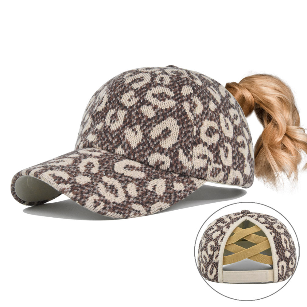 Sombrero de cola de caballo de leopardo de algodón al por mayor