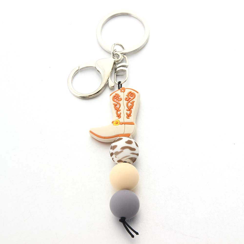 Wholesale Cow Tooth Hat Letter Silicone Bead Keychain