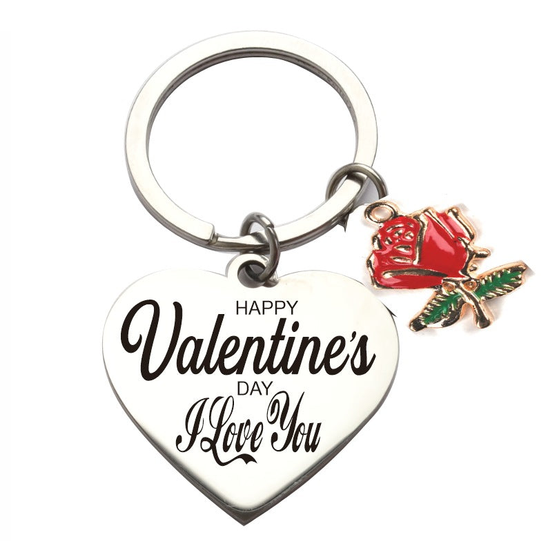 Wholesale Christmas and Valentine's Day Stainless Steel Laser Engraved Keychains