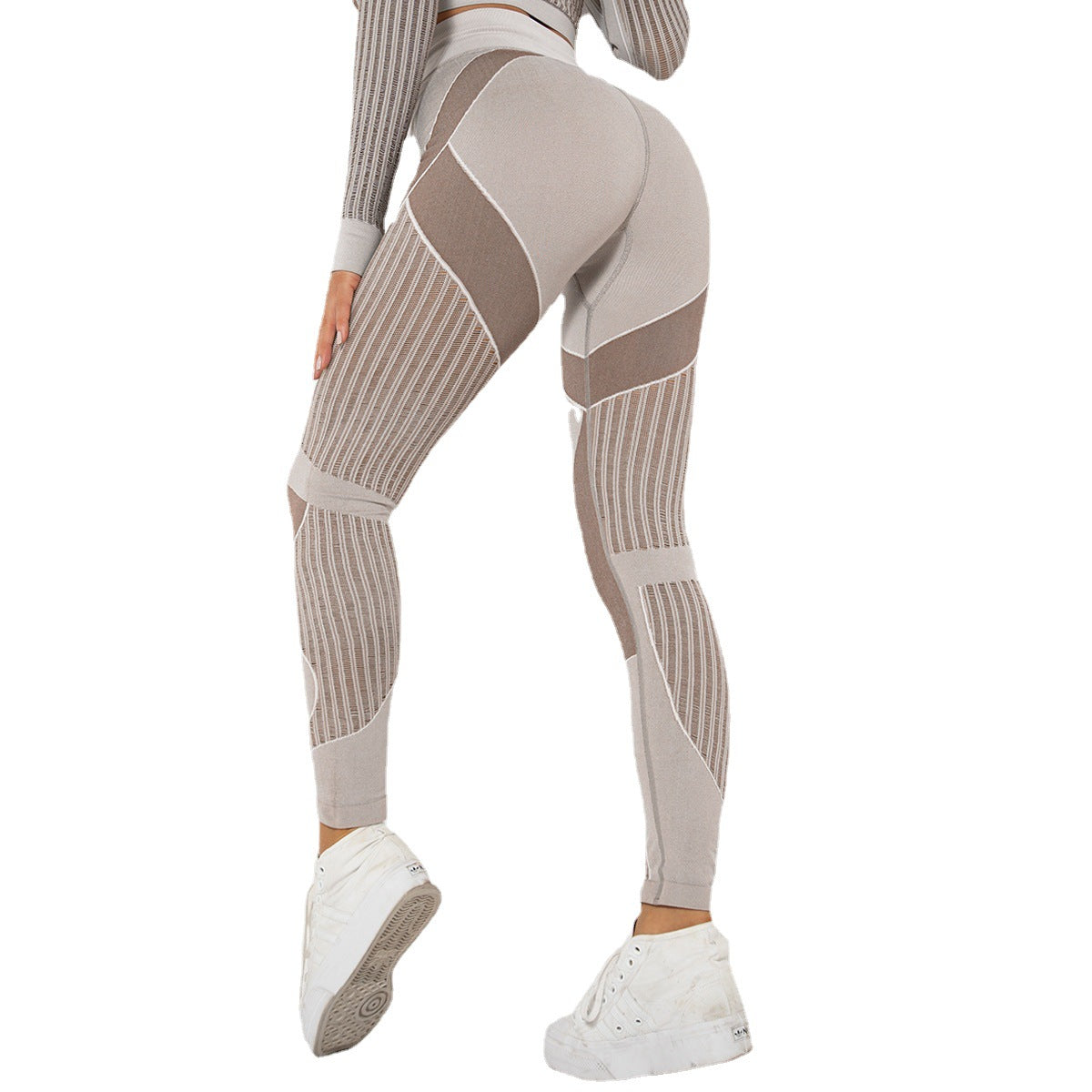 Wholesale Seamless Knit Striped Moisture Wicking Yoga Clothes