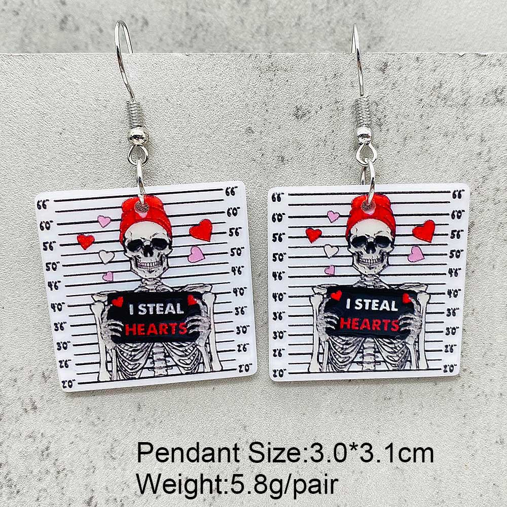 Wholesale Valentine's Day Horror Love Ghost Bull Head Acrylic Earrings