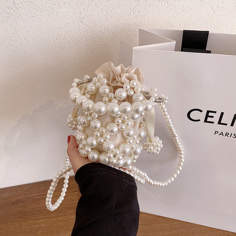 Wholesale Fresh and sweet pearl woven small bag fashionable and stylish handbag