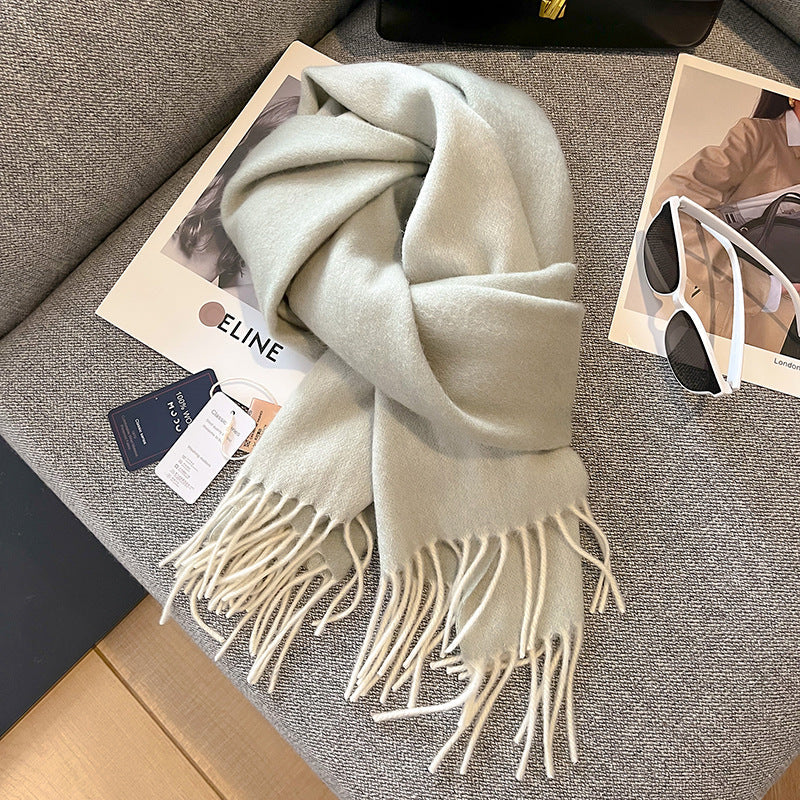 Wholesale Australian 100% Wool Solid Color Simple Double-sided Wool Scarf