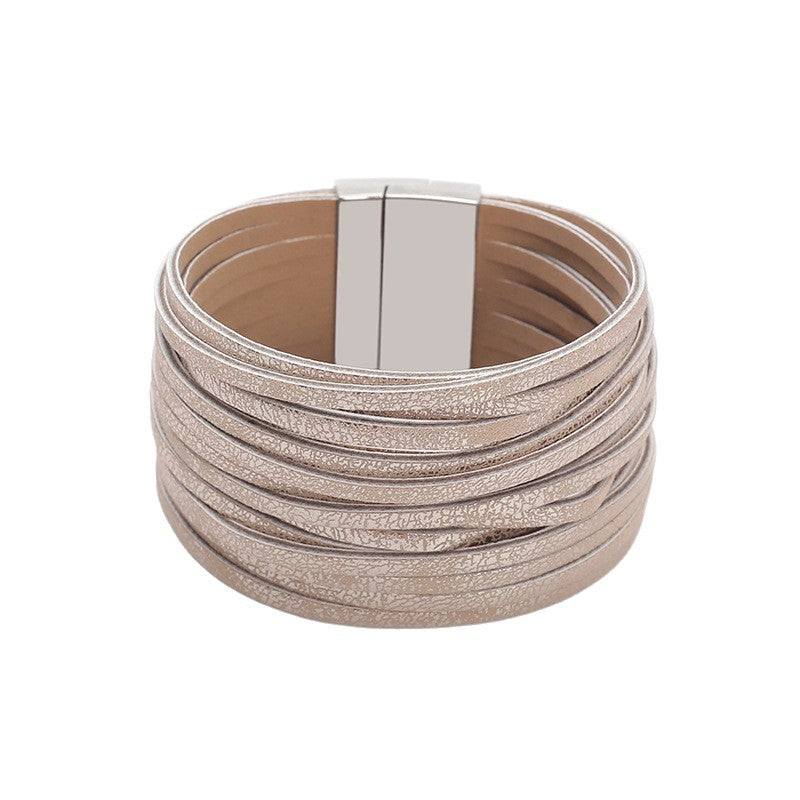 Wholesale Double-layer PU leather women' s bracelet