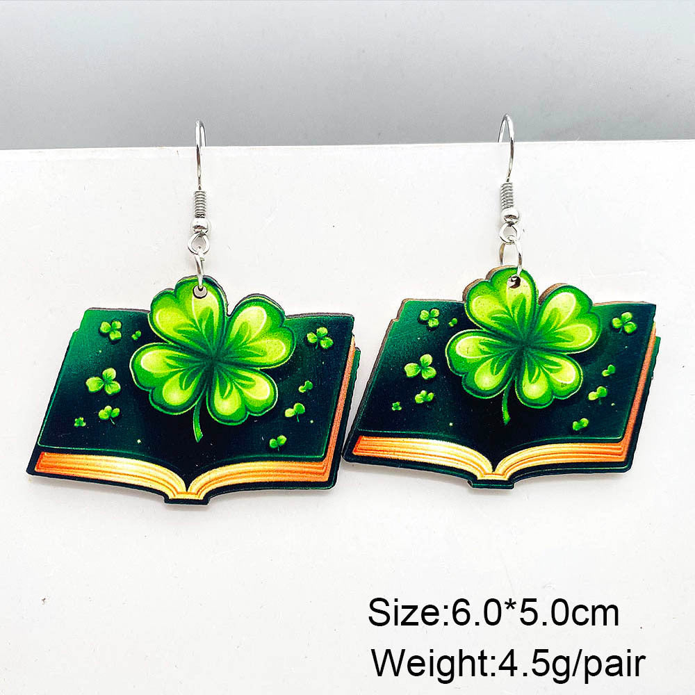 Wholesale St. Parcret festival dwarf lucky grass rainbow beard wooden earrings