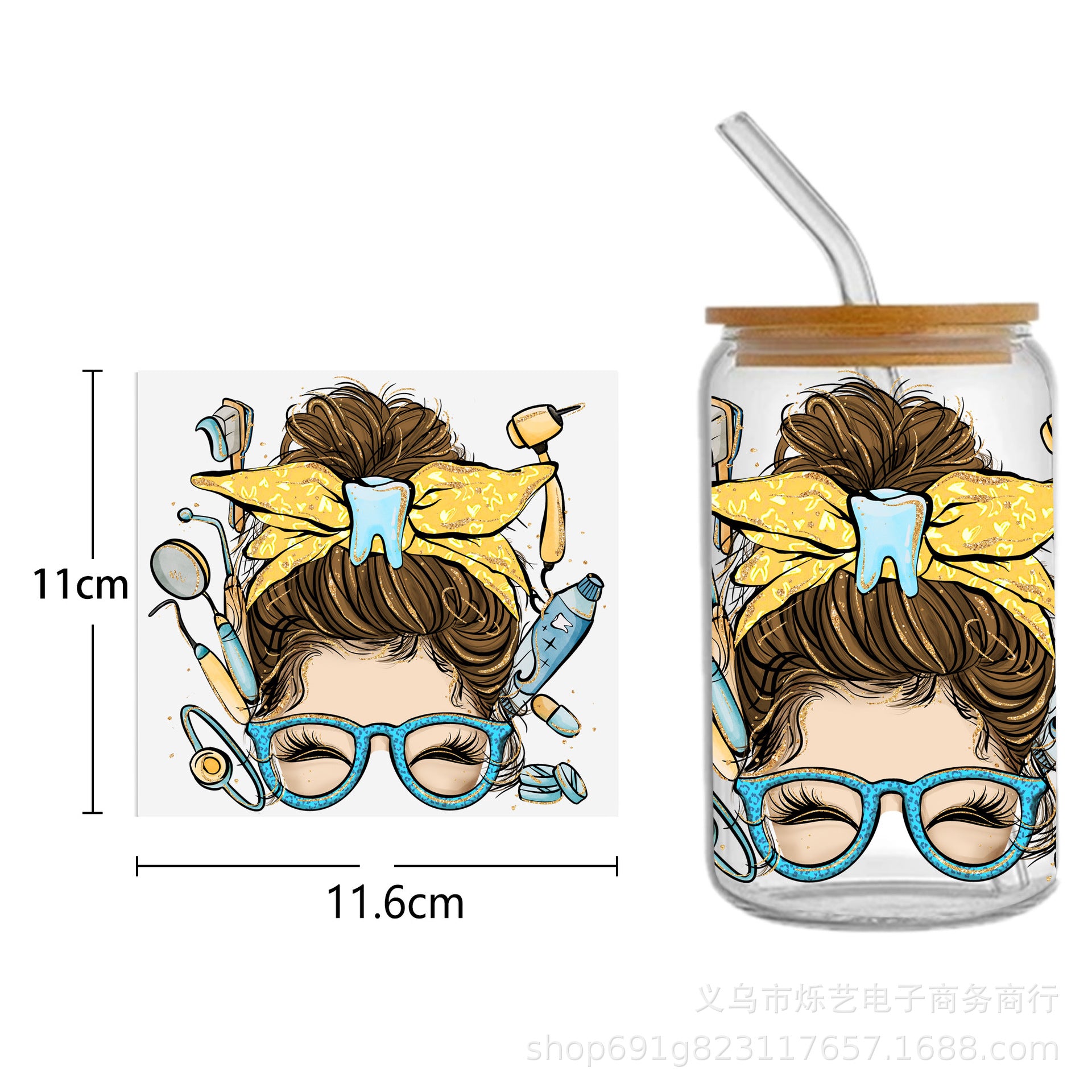 Wholesale Black Girl Series UV DTF Transfer Crystal Cup Sticker