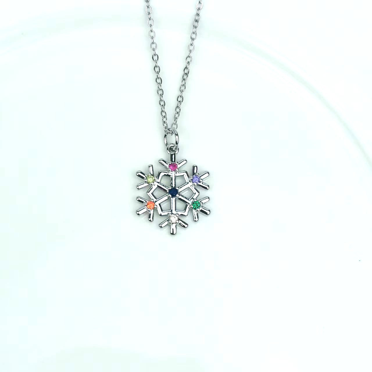 Wholesale Christmas Snowflake Deer Necklace Christmas Wreath Candy Diamond Pendant Necklace