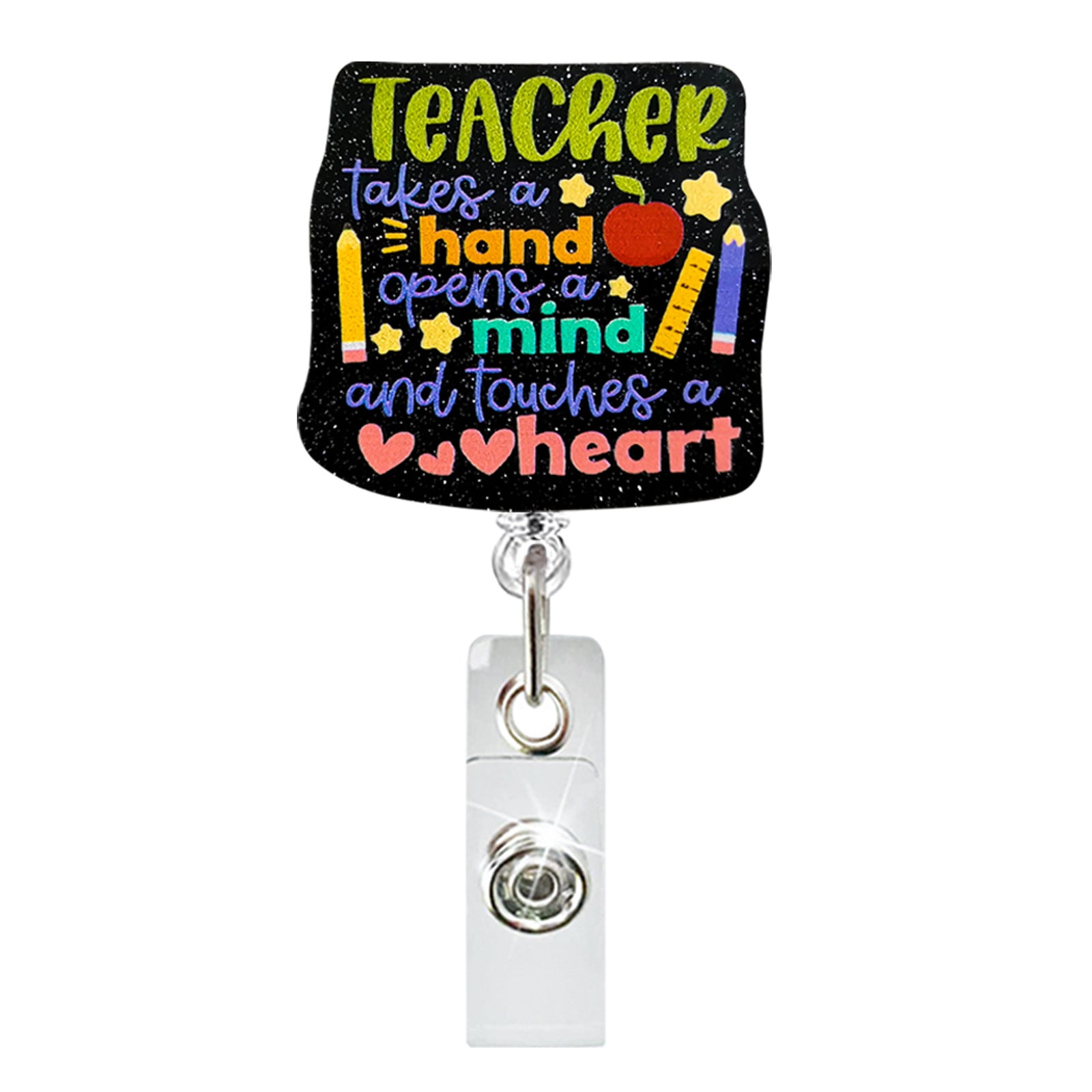 Wholesale Teacher Rainbow Acrylic Retractable Keychain