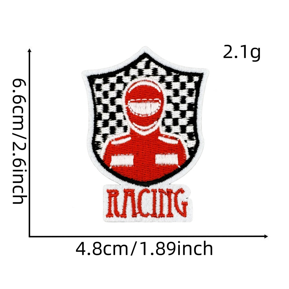 Wholesale Black and White Racing Flag Series Embroidery DIY Patches