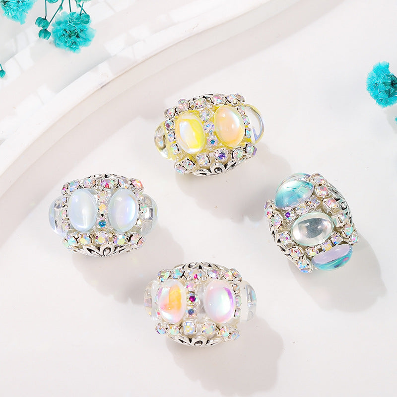 Wholesale of 10PCS Cat Eye Stone Mocha Lantern Soft Ceramic Drill Ball Straight Hole Beads