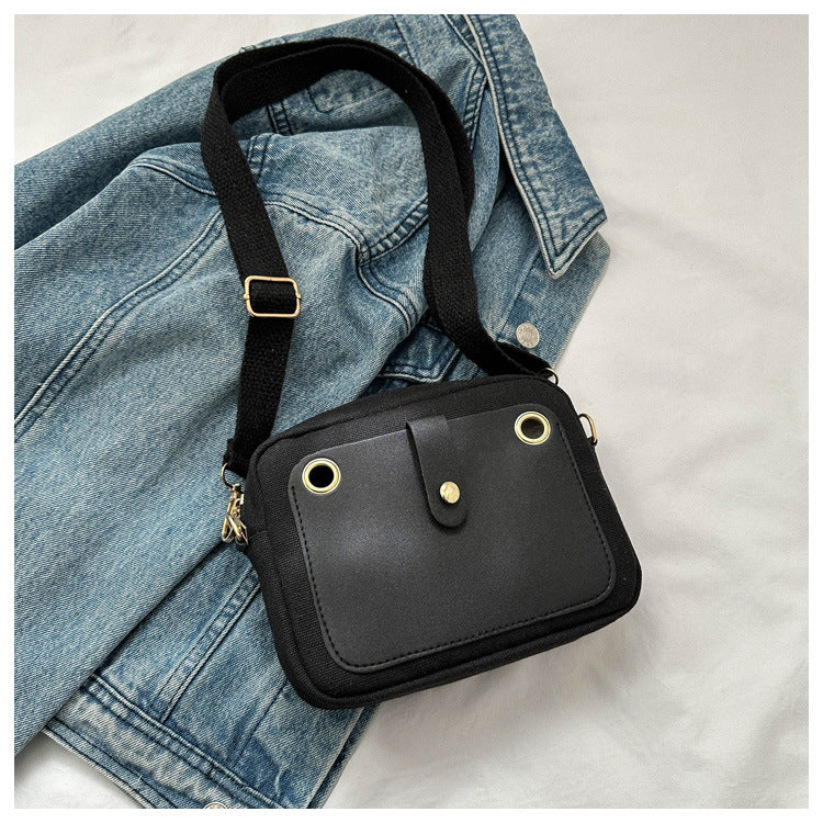 Wholesale Contrasting Color Cute Simple Canvas Shoulder Bag