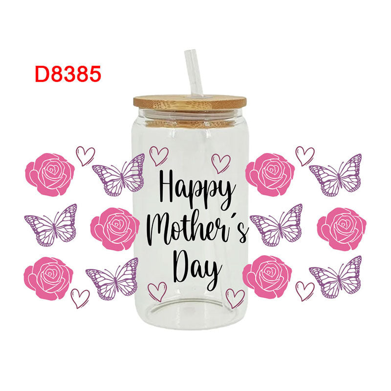 Wholesale Flower Mother's Day 16oz Cup UV DTF Wraps