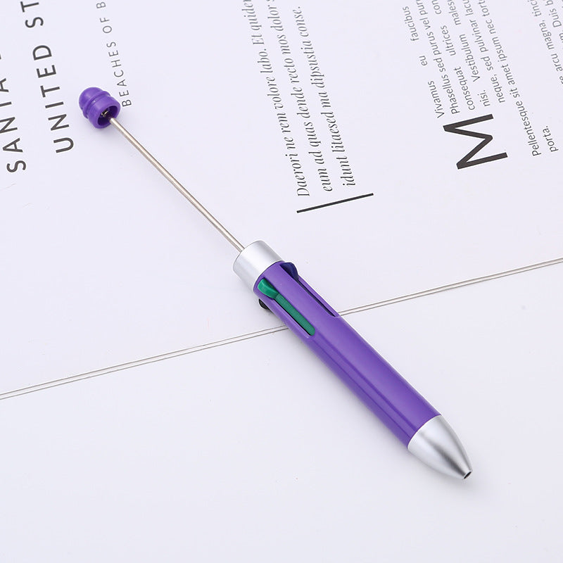 Wholesale DIY Beaded Multi Color Press Four Color Refill Plastic Ballpoint Pen