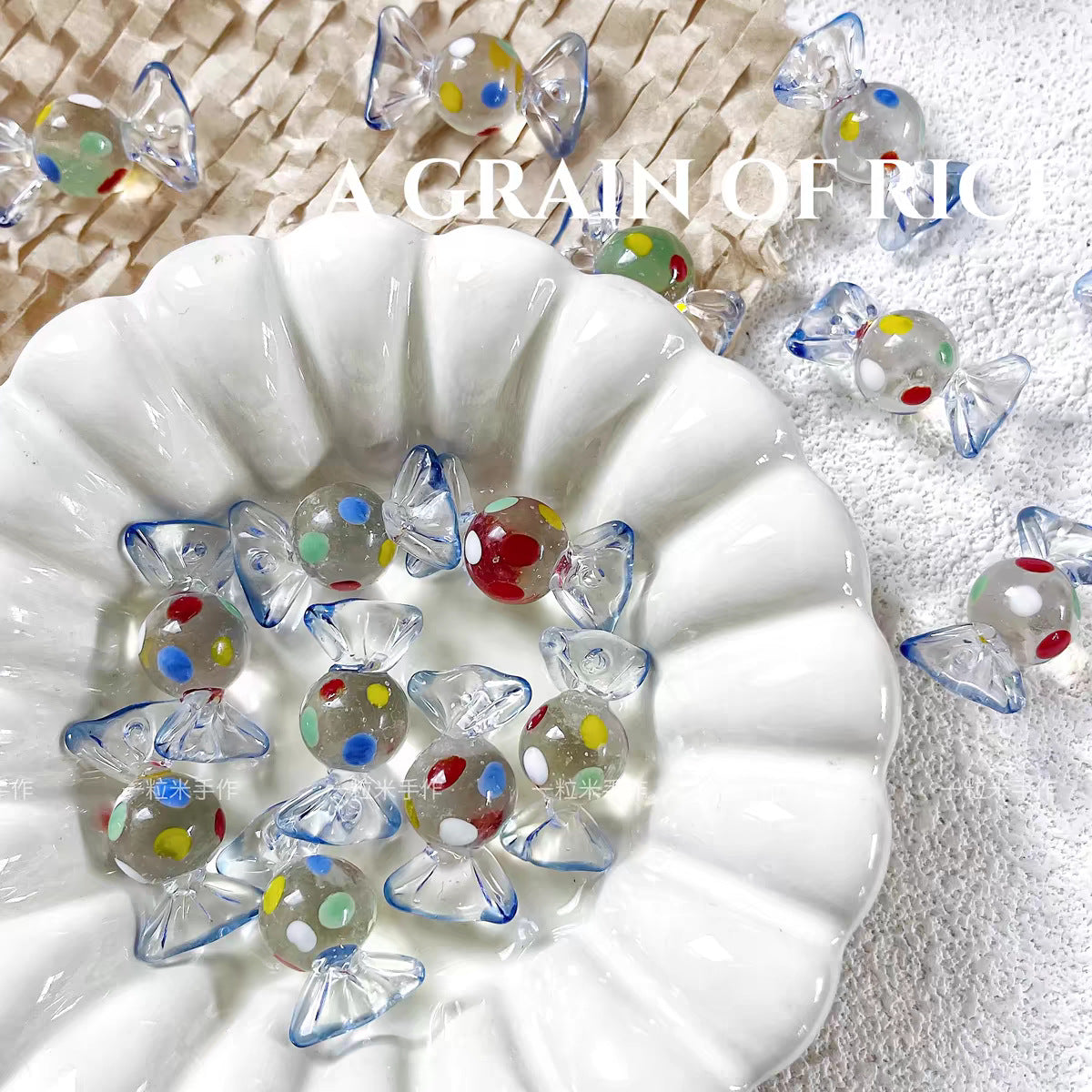 Wholesale Handmade glass polka dot candy beads