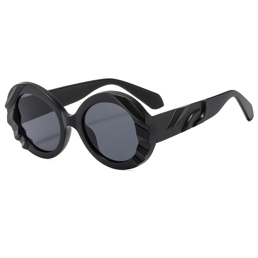 Wholesale Round Pattern Large Frame Contrast Color PC Fashion Sunglasses