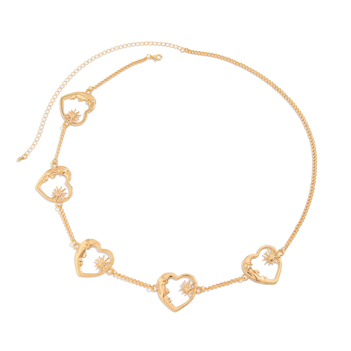 Wholesale Face Crescent Love Waist Chain Women's Fashion Sexy Metal Chain Body Chain