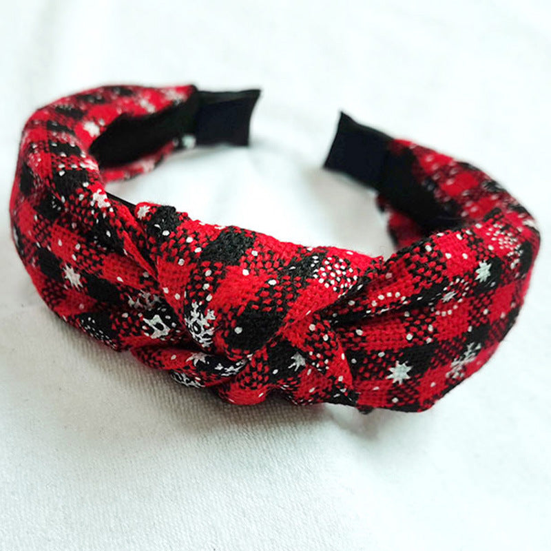 Wholesale Christmas Series Plaid Bow Cloth Headband