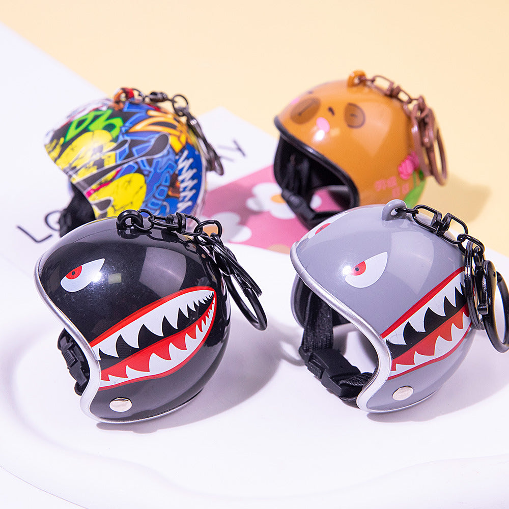 Wholesale 6.5CM large helmet keychain creative DIY accessories