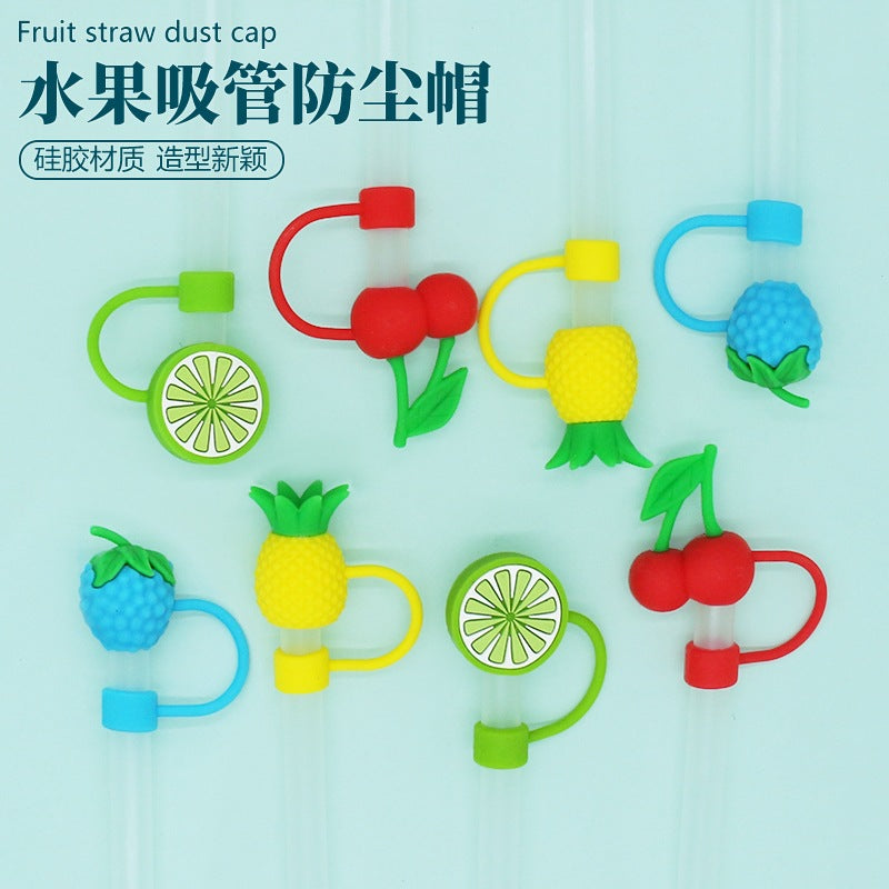 Wholesale 1pcs Silicone fruit small cute large diameter 10MM straw cap