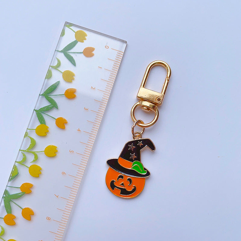 Wholesale Halloween Pumpkin Wizard Hat Alloy Keychain