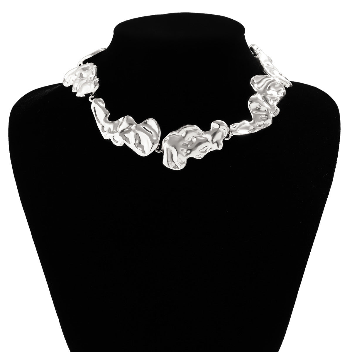 Wholesale jewelry  liquid pleated irregular collar choker metal lava necklace Earrings