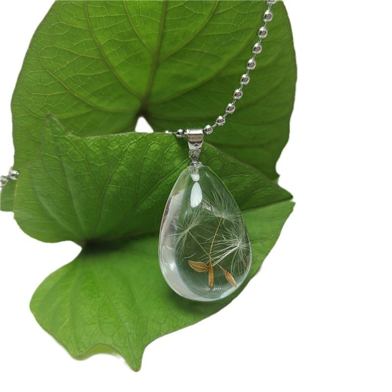 Wholesale 12pcs Handmade Pressed Flower Dandelion Resin Necklace
