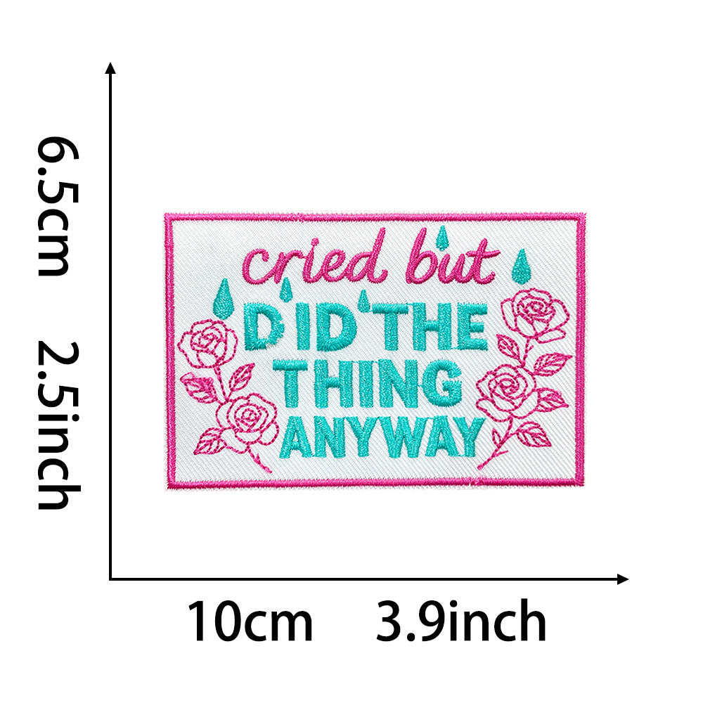 Wholesale Towel Embroidery Iron On Patches Retro Funny Text Rectangular For Coats Everyday