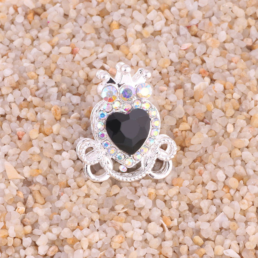 Wholesale 5pcs/pack  Pumpkin carriage heart-shaped crystal alloy rhinestone ball with straight hole  Fancy Beads