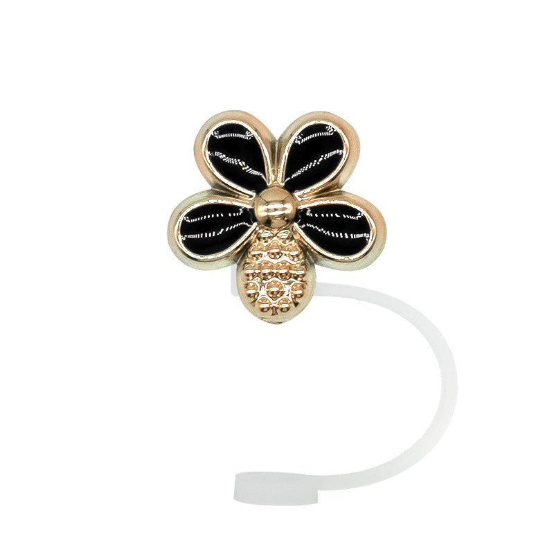 Wholesale 10pcs/packAcrylic Straw Cap Dust Plug Imitation Metal Shell