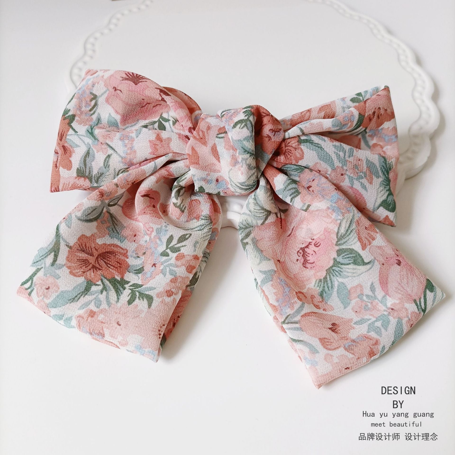 Wholesale Large Bow Chiffon Floral Head Clip
