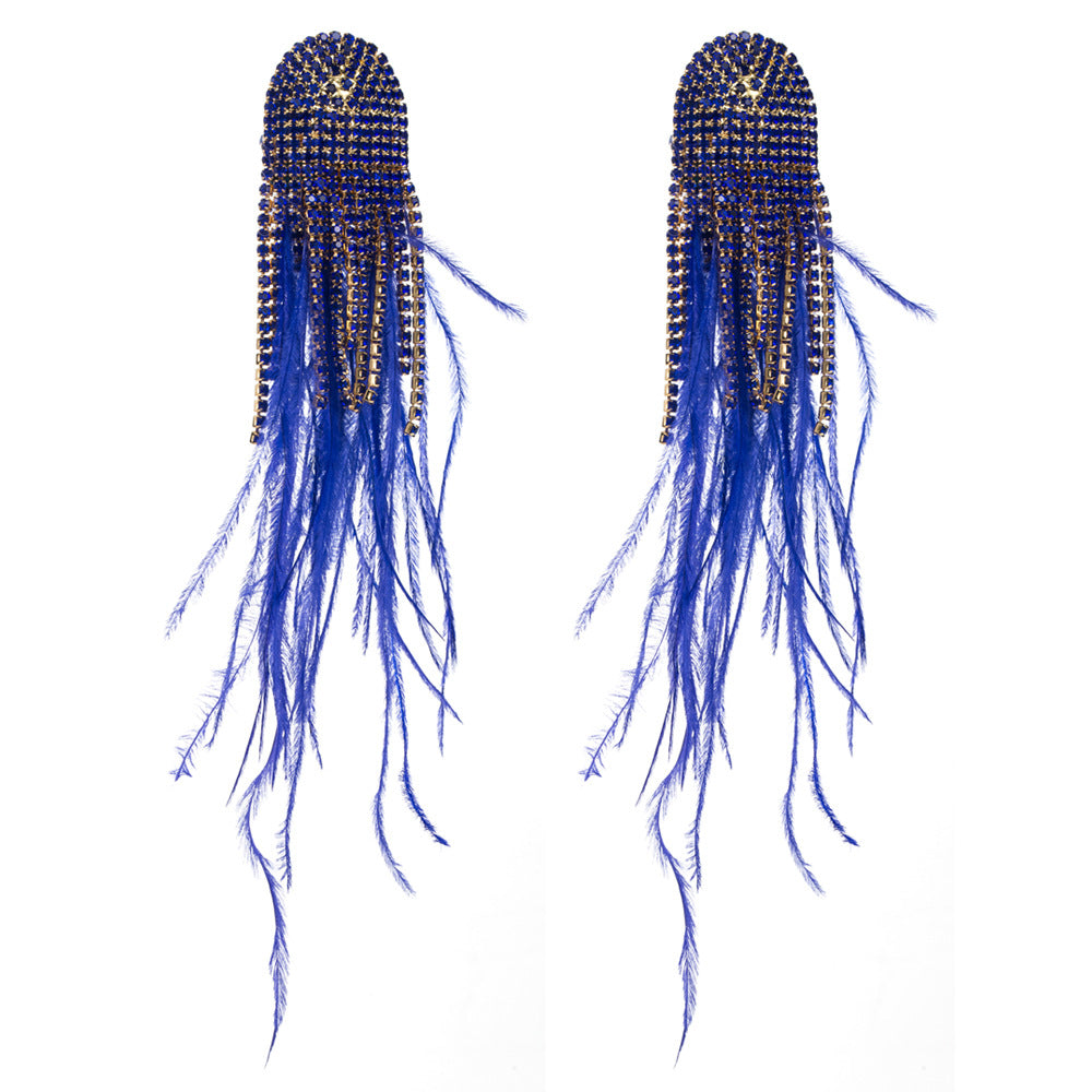 Wholesale Bohemian Style Feather Tassel Alloy Earrings