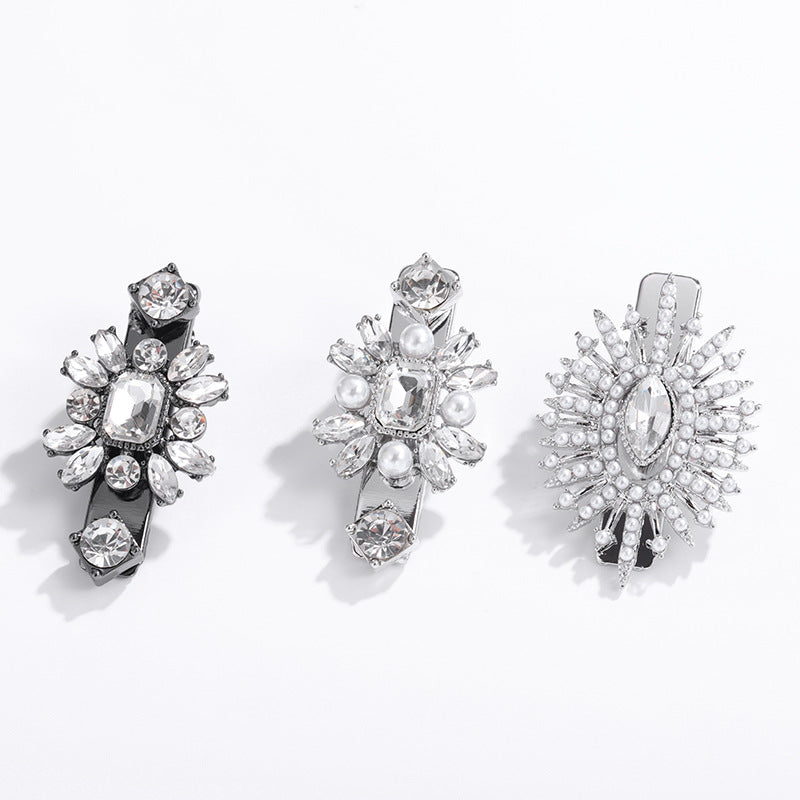 Wholesale Metal Pearl and Diamond Duckbill Clip