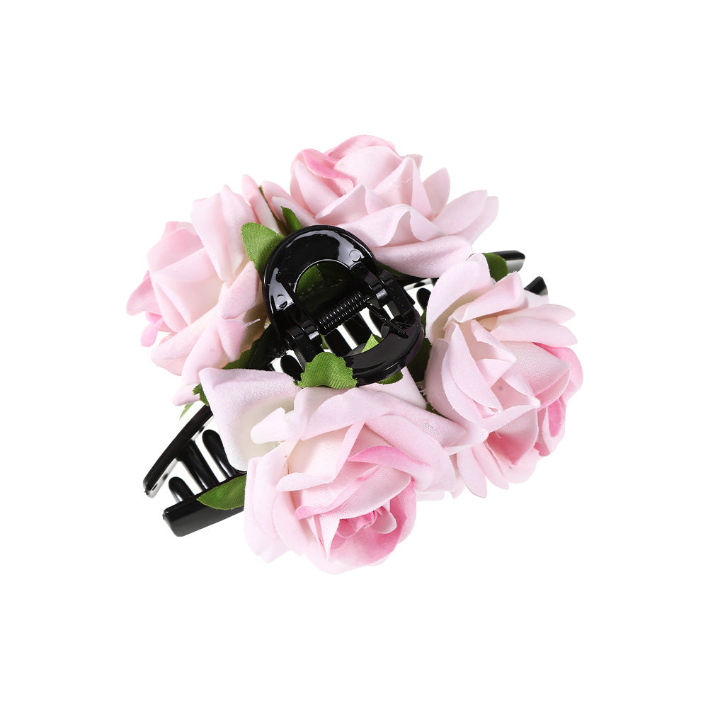 Wholesale Valentine's Day gift rose one-word artificial flower updo shark clip hair accessories